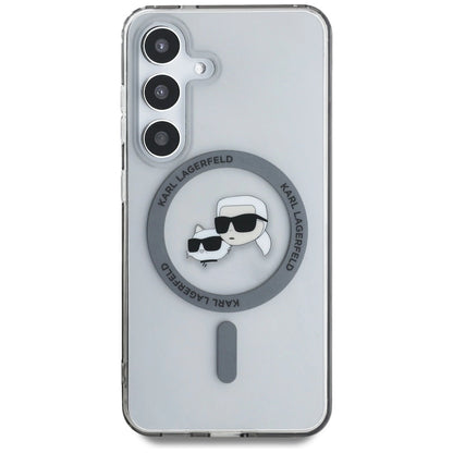 Karl Lagerfeld Button Karl &amp; Choupette Heads Printed Logo MagSafe Samsung Galaxy S25 Plus case black_2