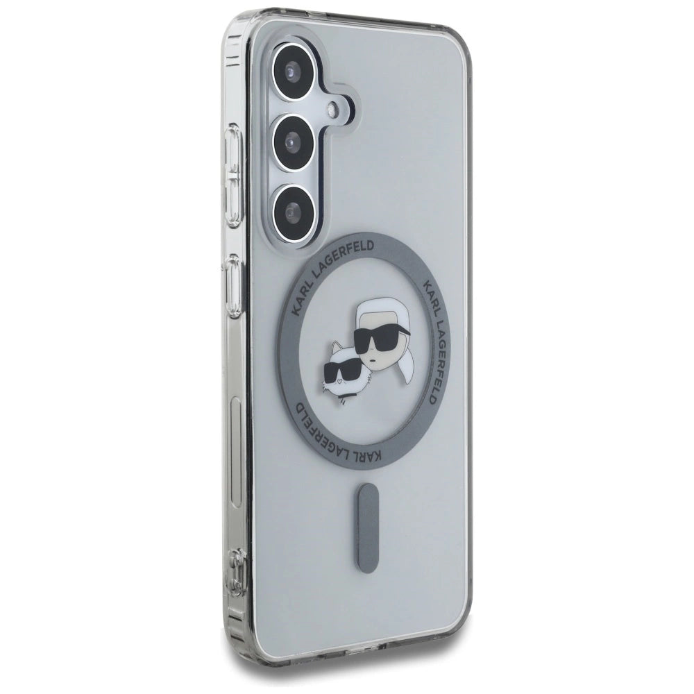 Karl Lagerfeld Button Karl &amp; Choupette Heads Printed Logo MagSafe Samsung Galaxy S25 Plus case black_3