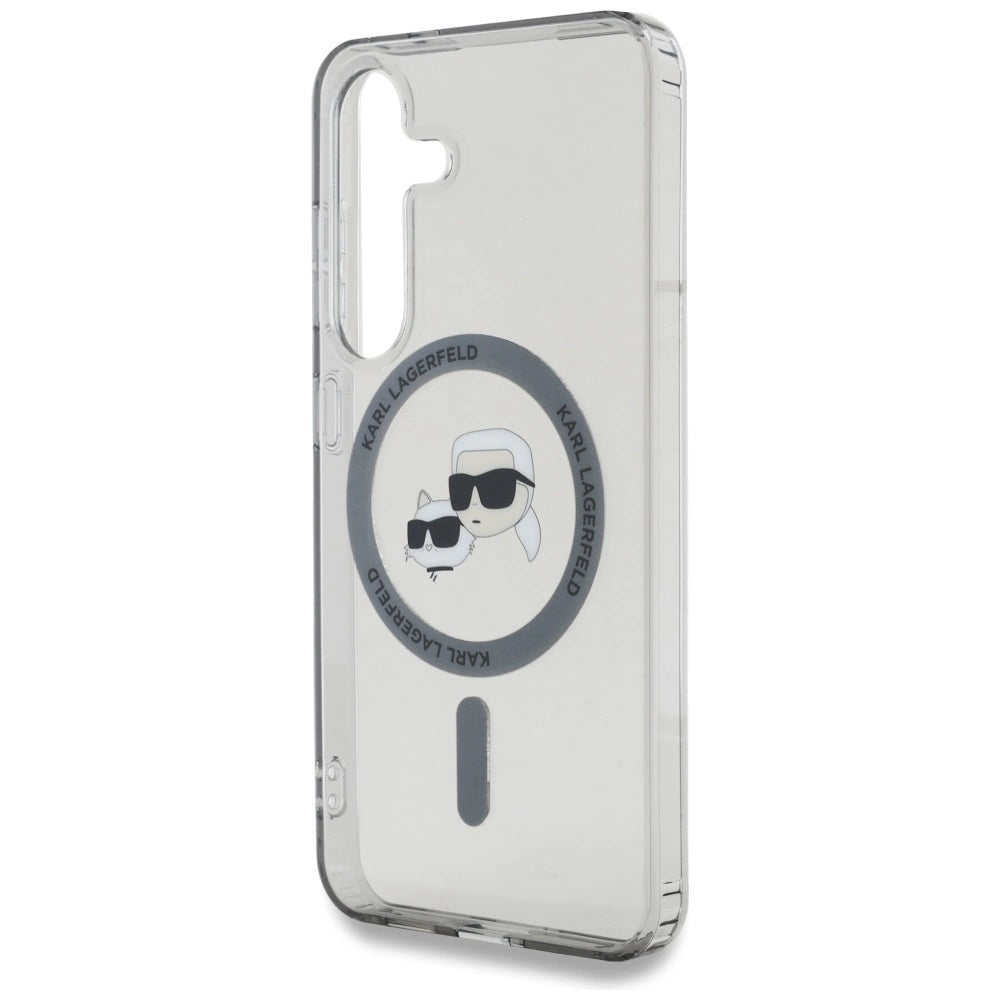 Karl Lagerfeld Button Karl &amp; Choupette Heads Printed Logo MagSafe Samsung Galaxy S25 Plus case black_5