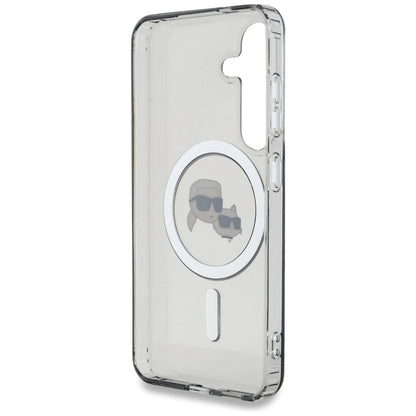 Karl Lagerfeld Button Karl &amp; Choupette Heads Printed Logo MagSafe Samsung Galaxy S25 Plus case black_6