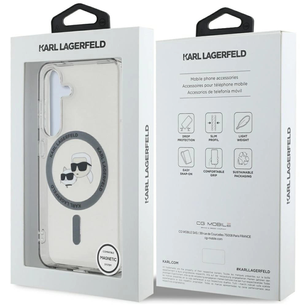 Karl Lagerfeld Button Karl &amp; Choupette Heads Printed Logo MagSafe Samsung Galaxy S25 Plus case black_7