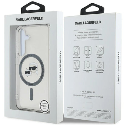 Karl Lagerfeld Button Karl &amp; Choupette Heads Printed Logo MagSafe Samsung Galaxy S25 Plus case black_7