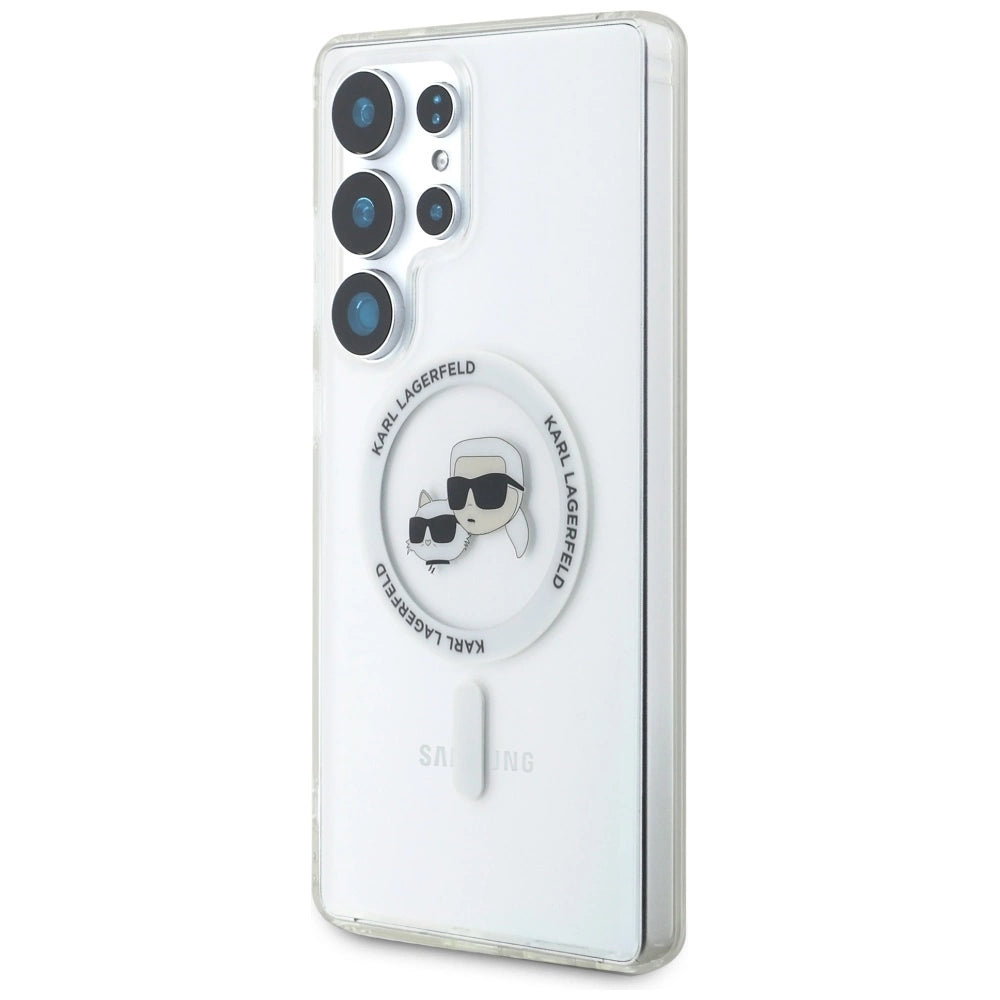 Case Karl Lagerfeld Button Karl &amp; Choupette Heads Printed Logo MagSafe Samsung Galaxy S25 Ultra white_1