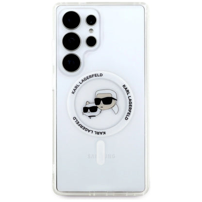 Case Karl Lagerfeld Button Karl &amp; Choupette Heads Printed Logo MagSafe Samsung Galaxy S25 Ultra white_2
