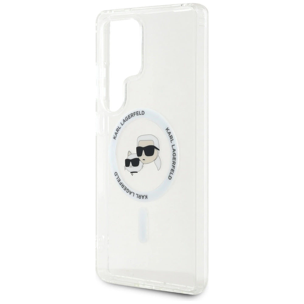 Case Karl Lagerfeld Button Karl &amp; Choupette Heads Printed Logo MagSafe Samsung Galaxy S25 Ultra white_5