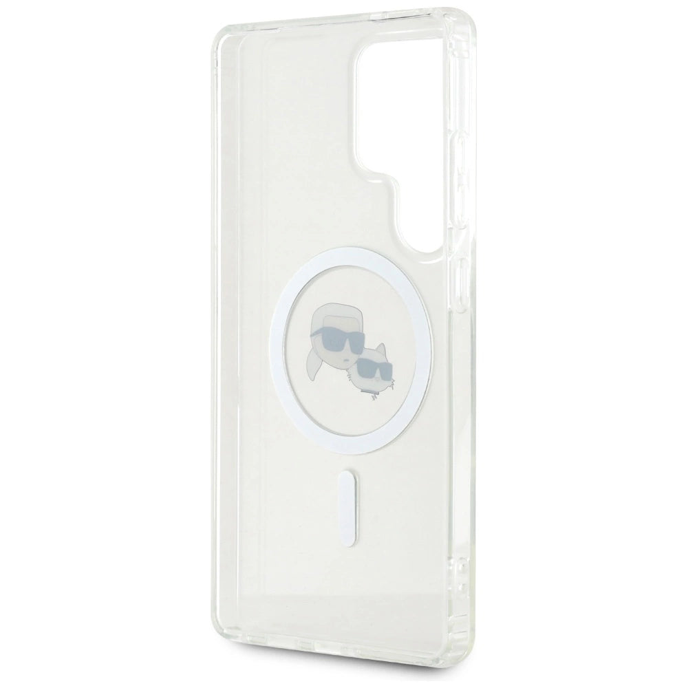 Case Karl Lagerfeld Button Karl &amp; Choupette Heads Printed Logo MagSafe Samsung Galaxy S25 Ultra white_6