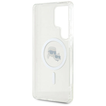 Case Karl Lagerfeld Button Karl &amp; Choupette Heads Printed Logo MagSafe Samsung Galaxy S25 Ultra white_6