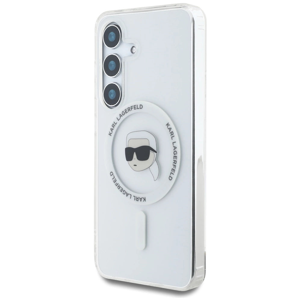 Case Karl Lagerfeld Button Karl Head Printed Logo MagSafe Samsung Galaxy S25 white_1