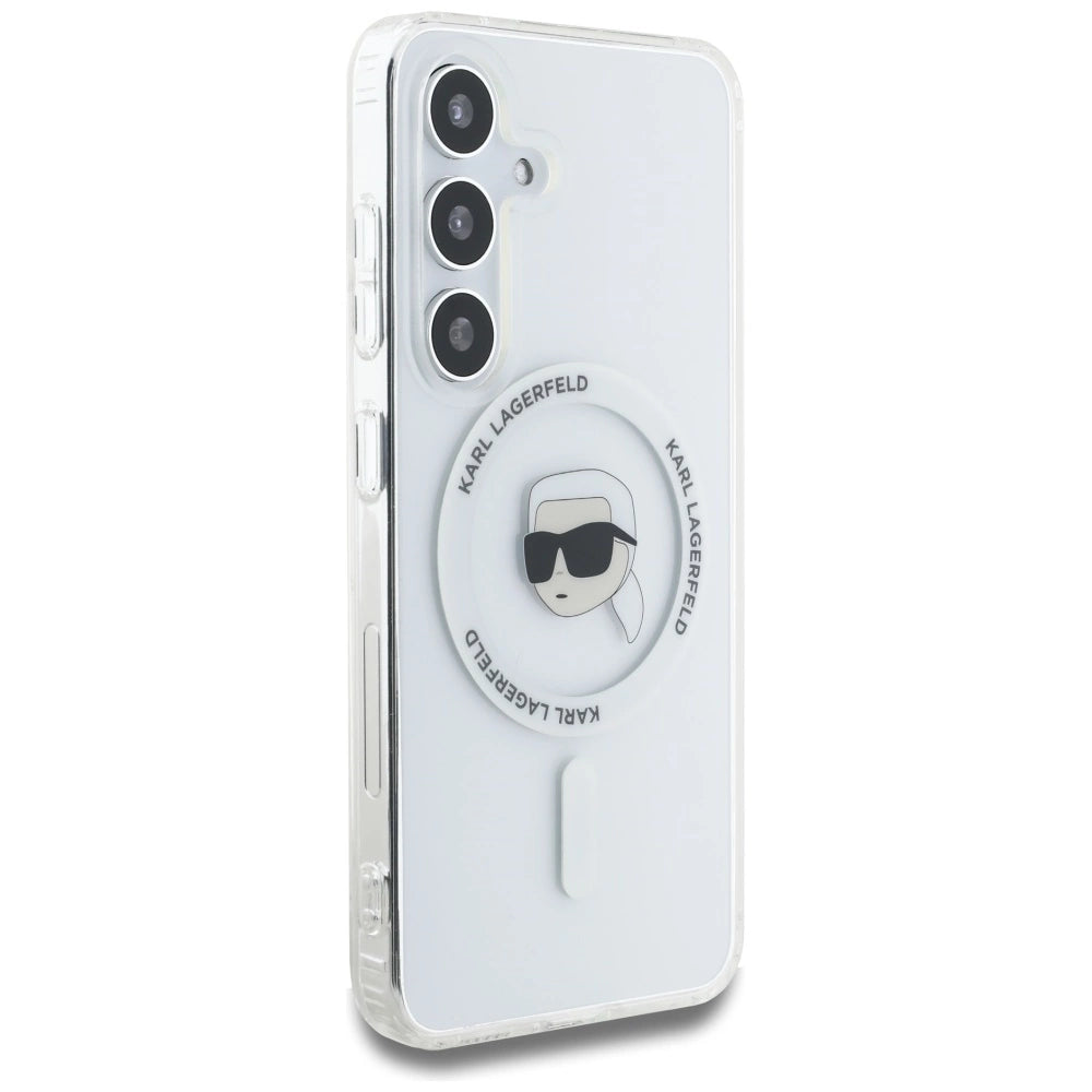Case Karl Lagerfeld Button Karl Head Printed Logo MagSafe Samsung Galaxy S25 white_3