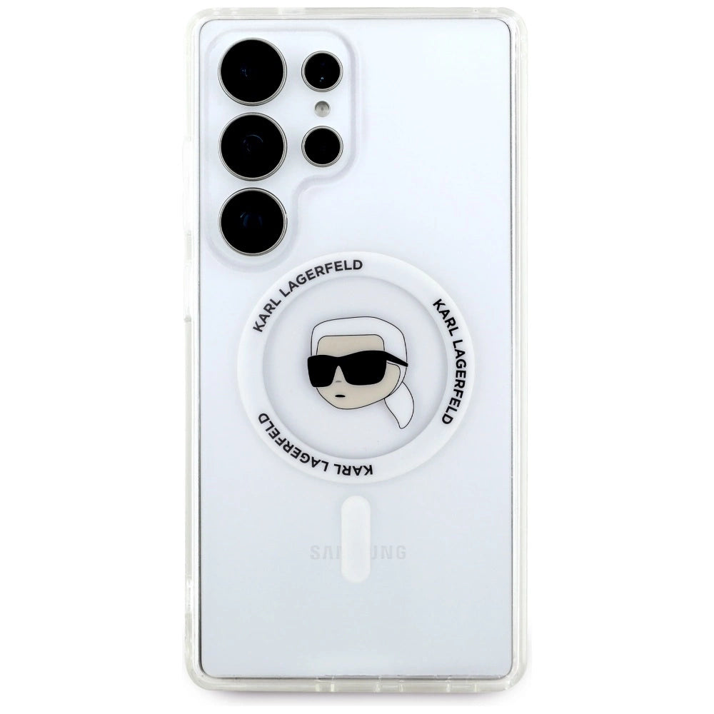 Case Karl Lagerfeld Button Karl Head Printed Logo MagSafe Samsung Galaxy S25 Ultra white_2