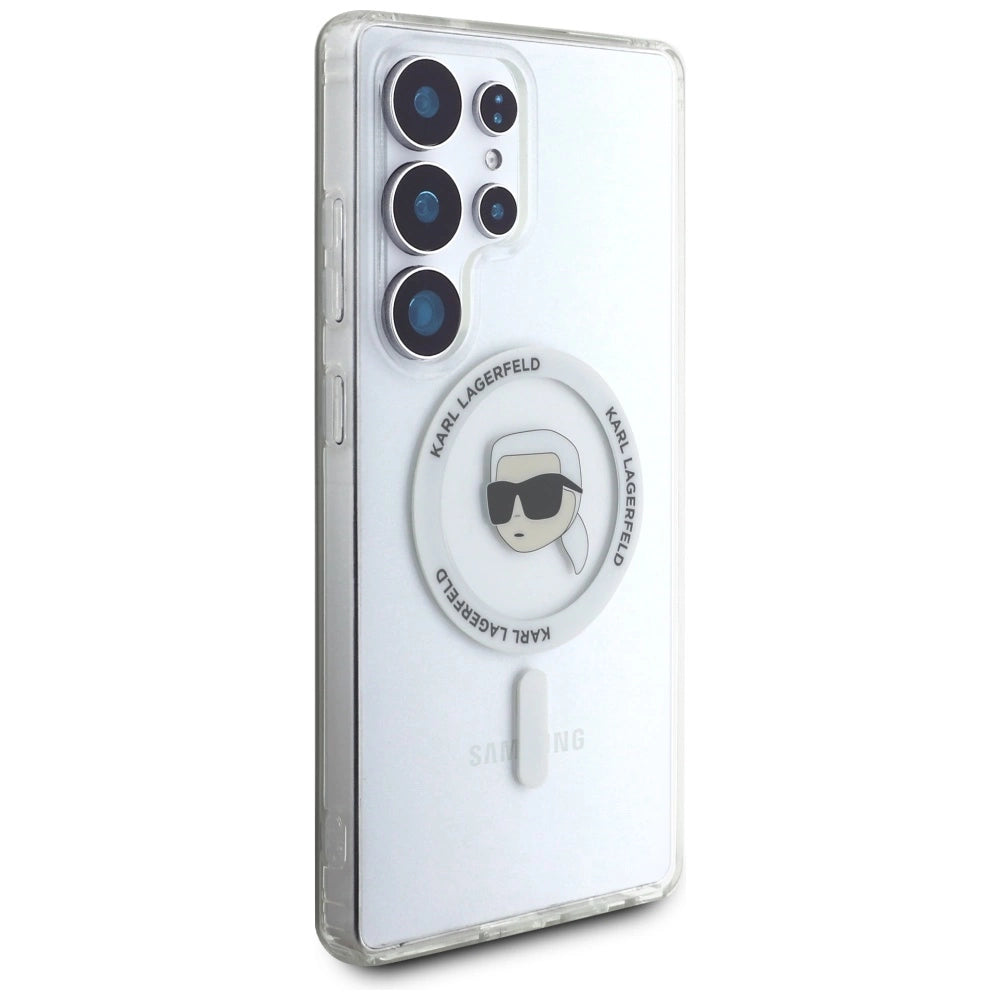 Case Karl Lagerfeld Button Karl Head Printed Logo MagSafe Samsung Galaxy S25 Ultra white_3