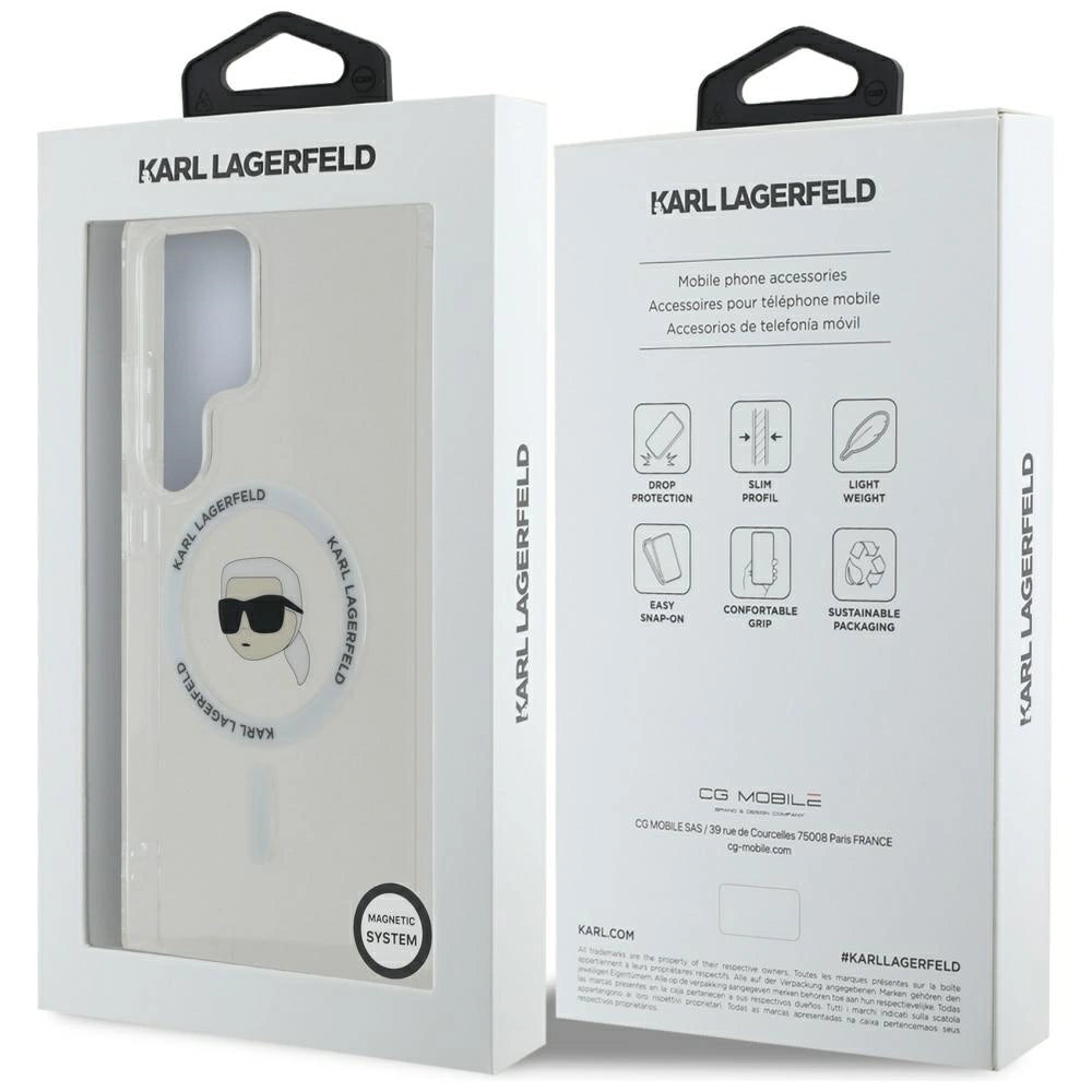 Case Karl Lagerfeld Button Karl Head Printed Logo MagSafe Samsung Galaxy S25 Ultra white_7