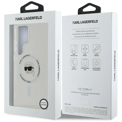 Case Karl Lagerfeld Button Karl Head Printed Logo MagSafe Samsung Galaxy S25 Ultra white_7