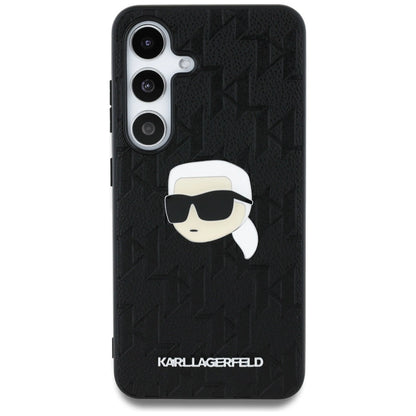 Karl Lagerfeld Leather Monogram Pin Logo Karl Head Samsung Galaxy S25 Case Black_2