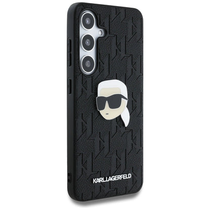 Karl Lagerfeld Leather Monogram Pin Logo Karl Head Samsung Galaxy S25 Case Black_3