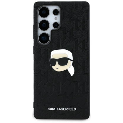 Karl Lagerfeld Leather Monogram Pin Logo Karl Head Samsung Galaxy S25 Ultra Case Black_2