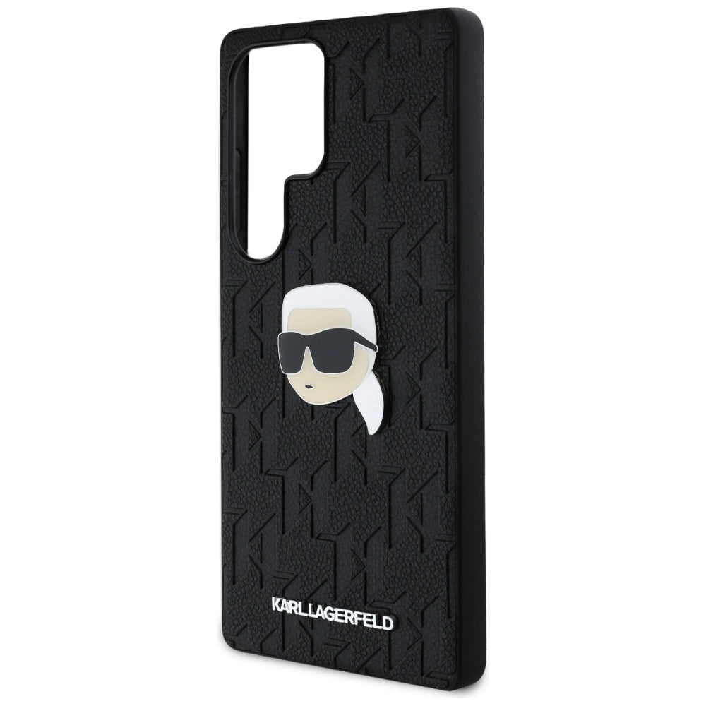 Karl Lagerfeld Leather Monogram Pin Logo Karl Head Samsung Galaxy S25 Ultra Case Black_5