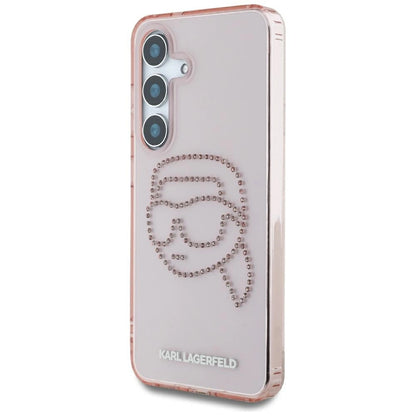 Karl Lagerfeld Rhinestones K. Head Logo Samsung Galaxy S25 Case Pink_1