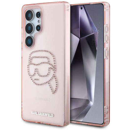 Karl Lagerfeld Rhinestones K. Head Logo Samsung Galaxy S25 Ultra Case Pink_0