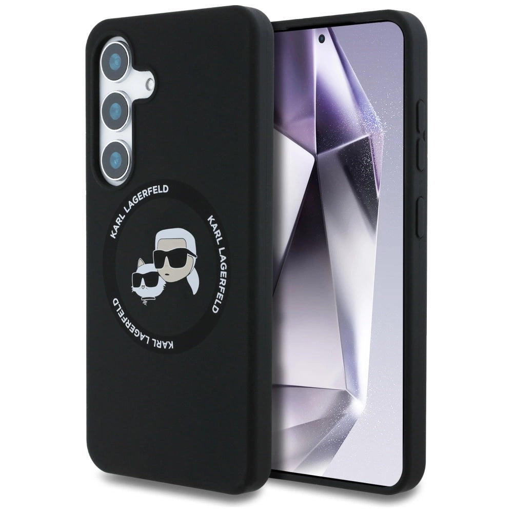 Karl Lagerfeld Silicone Double Heads And Circle MagSafe Samsung Galaxy S25 Plus case black_0