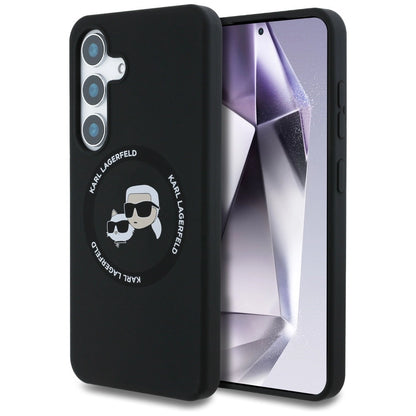 Karl Lagerfeld Silicone Double Heads And Circle MagSafe Samsung Galaxy S25 Plus case black_0