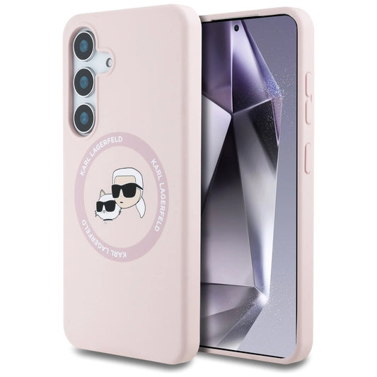 Karl Lagerfeld Silicone Double Heads And Circle MagSafe Samsung Galaxy S25 Plus Case Pink_0