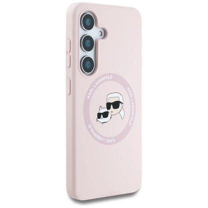 Karl Lagerfeld Silicone Double Heads And Circle MagSafe Samsung Galaxy S25 Plus Case Pink_3