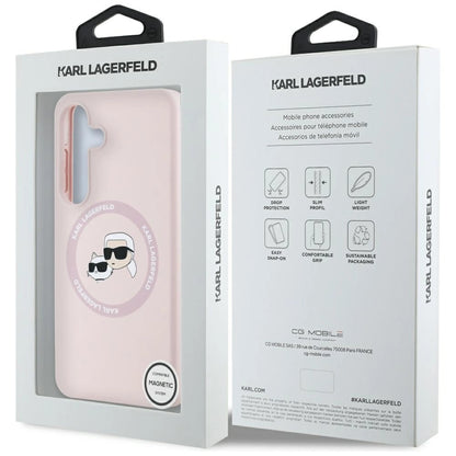 Karl Lagerfeld Silicone Double Heads And Circle MagSafe Samsung Galaxy S25 Plus Case Pink_7