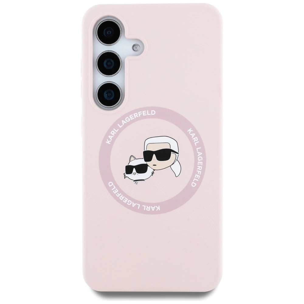 Karl Lagerfeld Silicone Double Heads And Circle MagSafe Samsung Galaxy S25 Case Pink_2