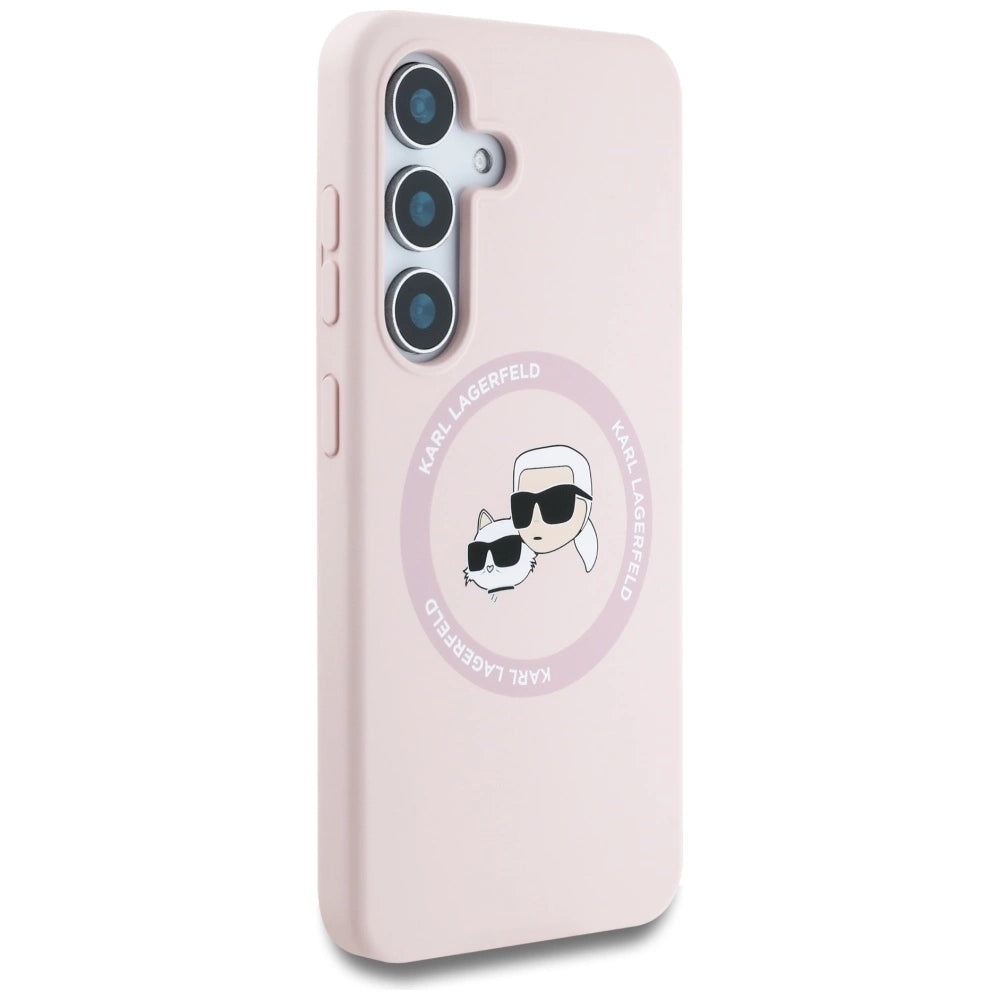 Karl Lagerfeld Silicone Double Heads And Circle MagSafe Samsung Galaxy S25 Case Pink_3