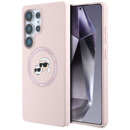 Karl Lagerfeld Silicone Double Heads And Circle MagSafe Samsung Galaxy S25 Ultra Case Pink_0