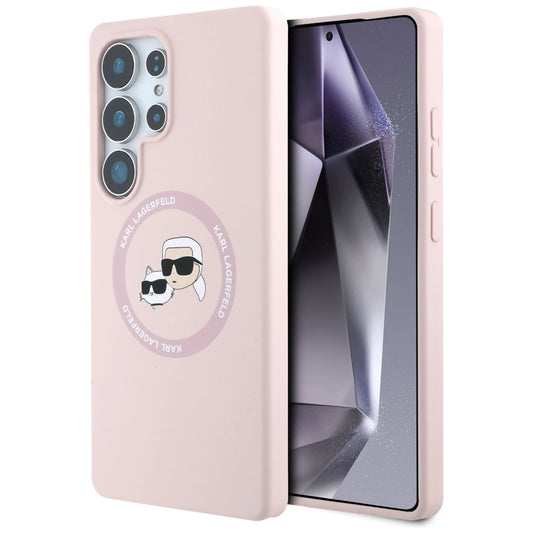 Karl Lagerfeld Silicone Double Heads And Circle MagSafe Samsung Galaxy S25 Ultra Case Pink_0