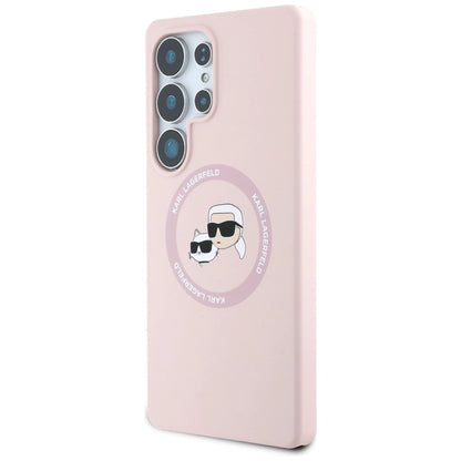 Karl Lagerfeld Silicone Double Heads And Circle MagSafe Samsung Galaxy S25 Ultra Case Pink_1