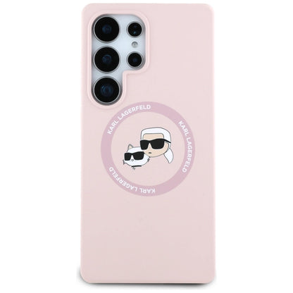 Karl Lagerfeld Silicone Double Heads And Circle MagSafe Samsung Galaxy S25 Ultra Case Pink_2