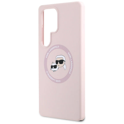Karl Lagerfeld Silicone Double Heads And Circle MagSafe Samsung Galaxy S25 Ultra Case Pink_5