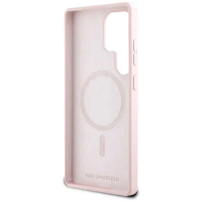 Karl Lagerfeld Silicone Double Heads And Circle MagSafe Samsung Galaxy S25 Ultra Case Pink_6