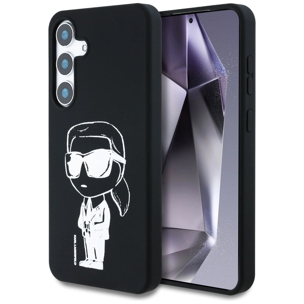 Case Karl Lagerfeld Silicone Graffiti Ikonik Printed Logo MagSafe Samsung Galaxy S25 black_0