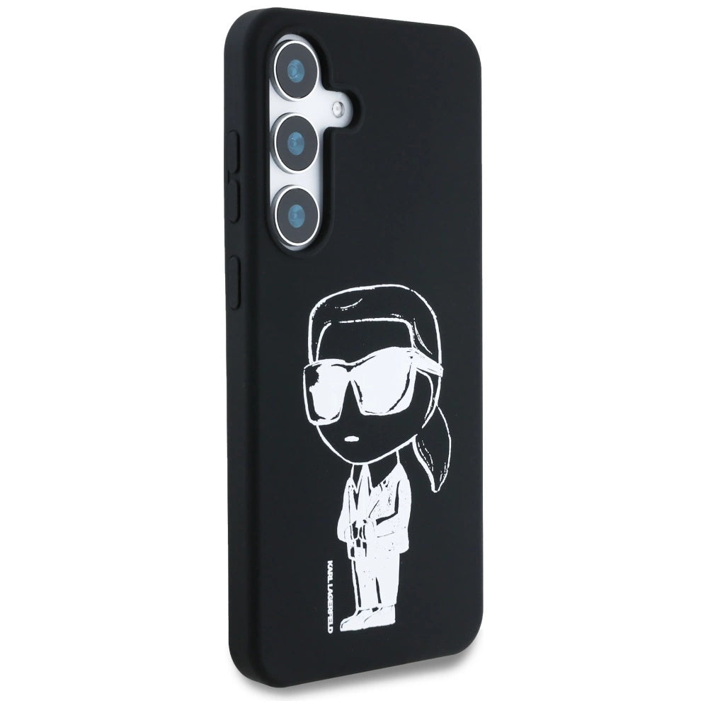 Case Karl Lagerfeld Silicone Graffiti Ikonik Printed Logo MagSafe Samsung Galaxy S25 black_3