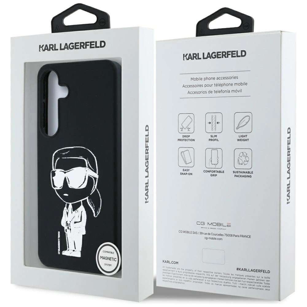 Case Karl Lagerfeld Silicone Graffiti Ikonik Printed Logo MagSafe Samsung Galaxy S25 black_7
