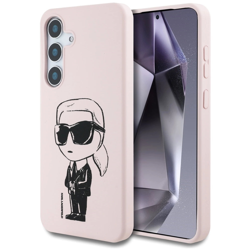 Case Karl Lagerfeld Silicone Graffiti Ikonik Printed Logo MagSafe Samsung Galaxy S25 pink_0