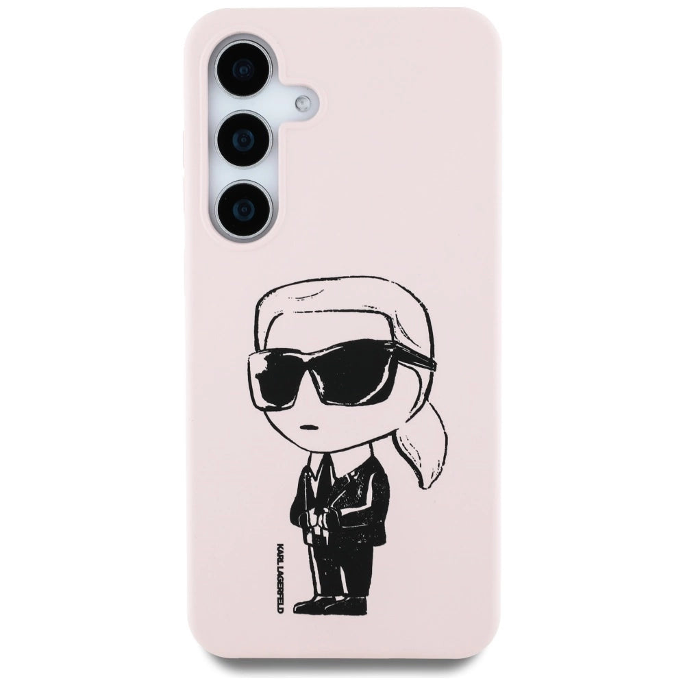 Case Karl Lagerfeld Silicone Graffiti Ikonik Printed Logo MagSafe Samsung Galaxy S25 pink_2
