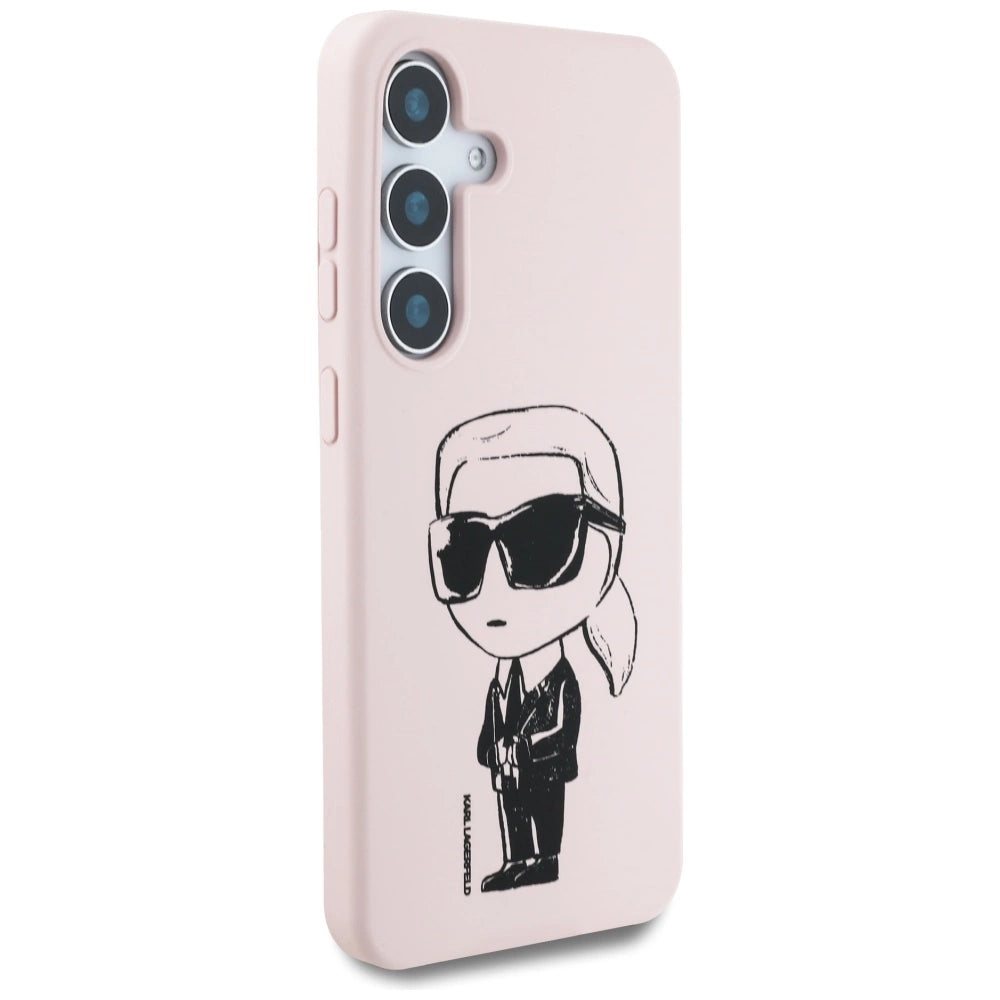 Case Karl Lagerfeld Silicone Graffiti Ikonik Printed Logo MagSafe Samsung Galaxy S25 pink_3
