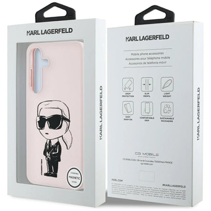 Case Karl Lagerfeld Silicone Graffiti Ikonik Printed Logo MagSafe Samsung Galaxy S25 pink_7