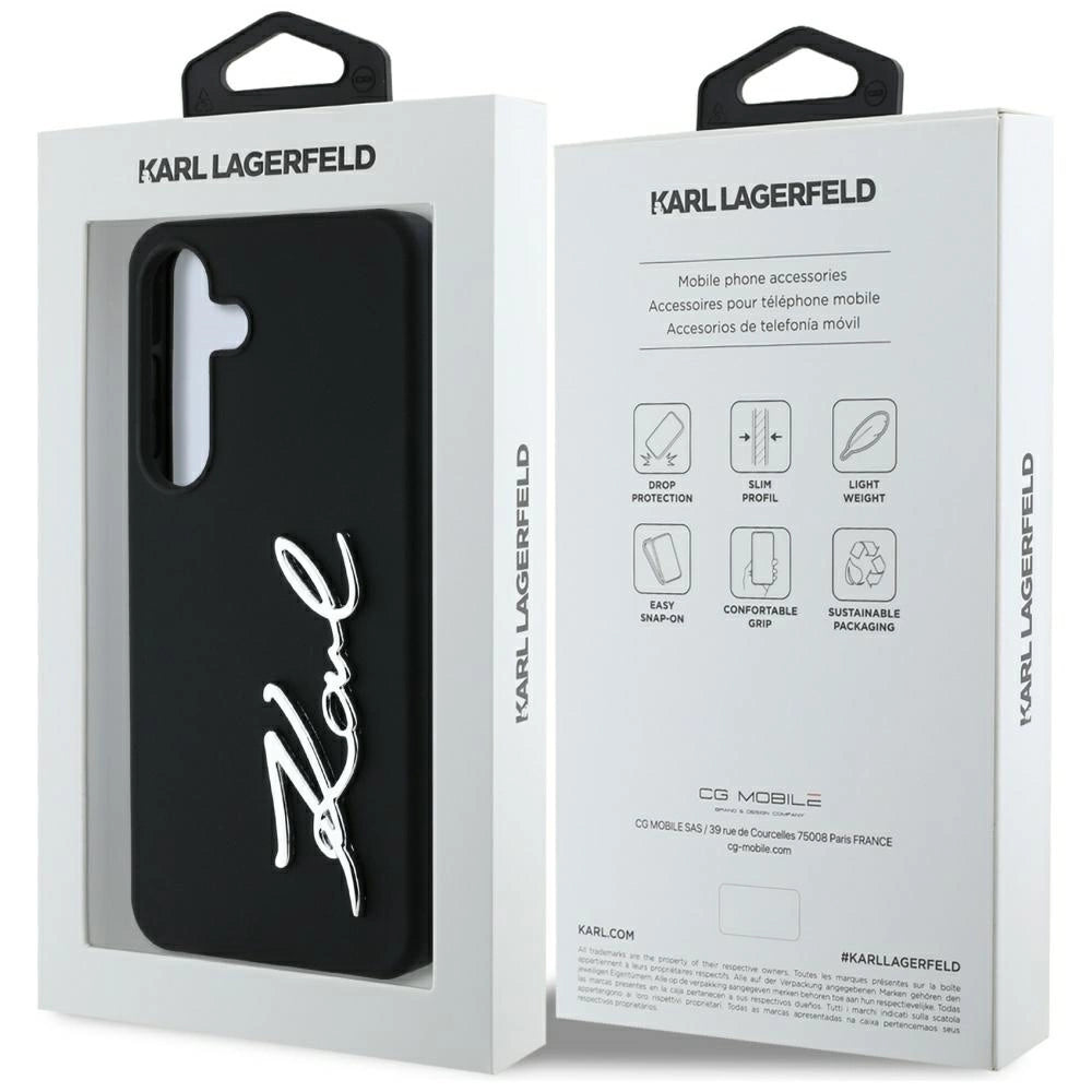 Case Karl Lagerfeld Silicone Metal Signature Logo Samsung Galaxy S25 black_7