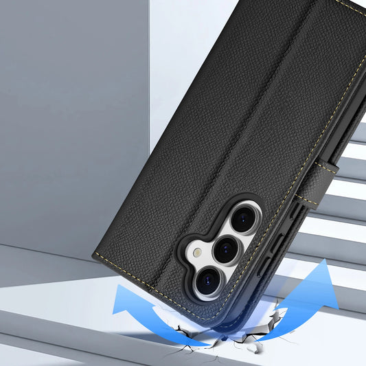Dux Ducis Lawa Leather Case for Samsung Galaxy S25 with Detachable Magnetic Wallet - Black_0