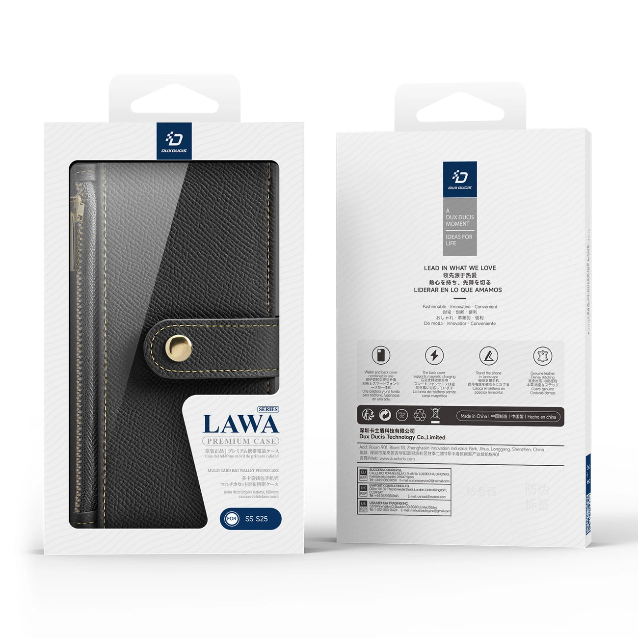 Dux Ducis Lawa Leather Case for Samsung Galaxy S25 with Detachable Magnetic Wallet - Black_11
