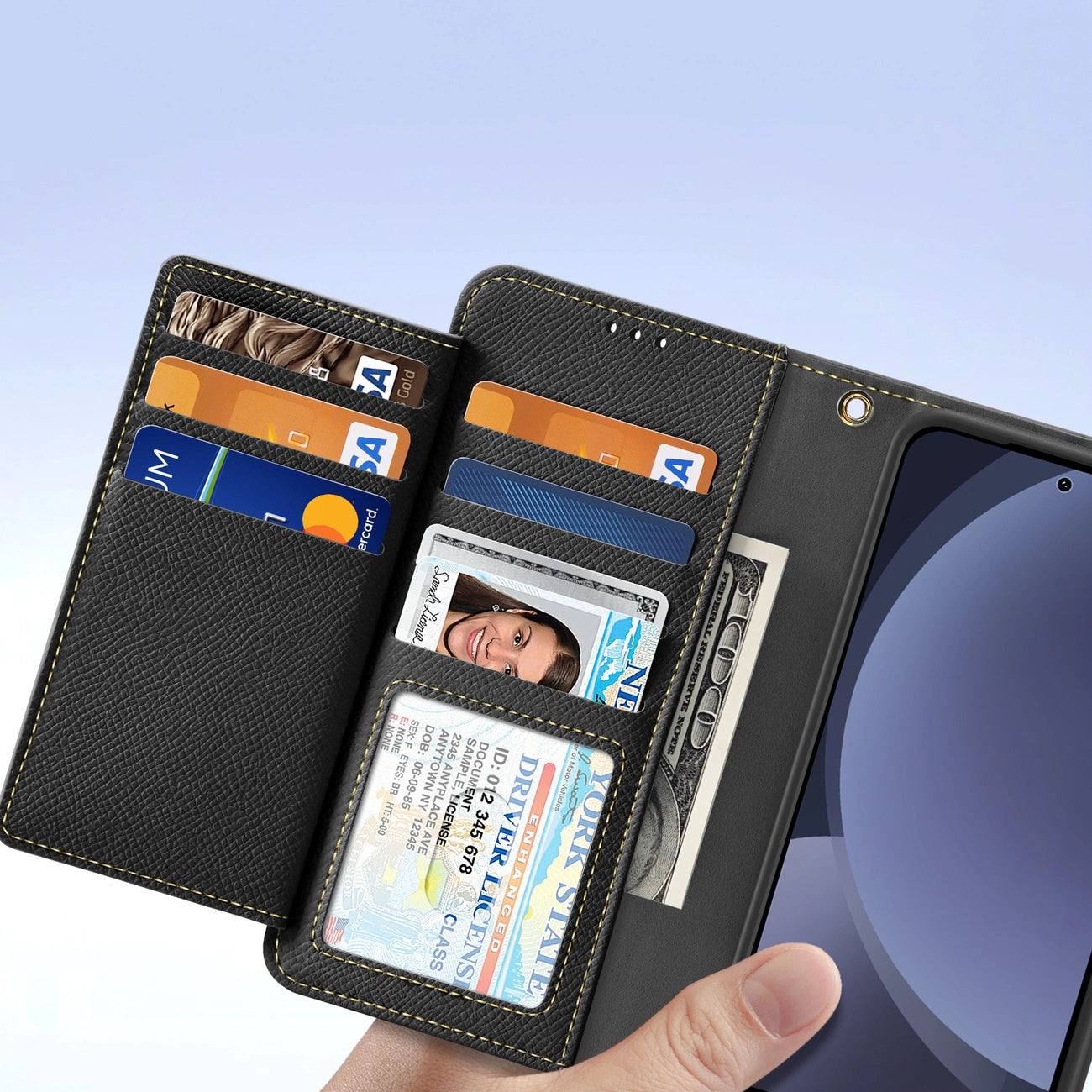 Dux Ducis Lawa Leather Case for Samsung Galaxy S25 with Detachable Magnetic Wallet - Black_6