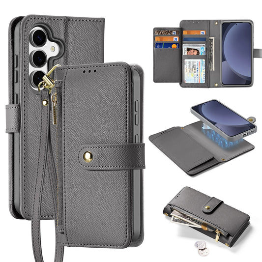 Dux Ducis Lawa Leather Case for Samsung Galaxy S25 with Detachable Magnetic Wallet - Gray_0