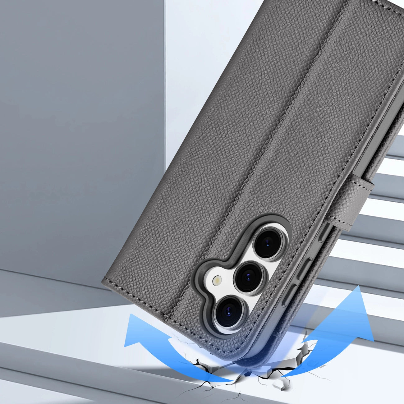 Dux Ducis Lawa Leather Case for Samsung Galaxy S25 with Detachable Magnetic Wallet - Gray_3