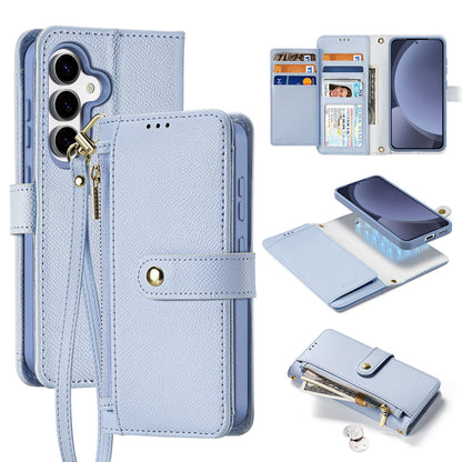 Dux Ducis Lawa Leather Case for Samsung Galaxy S25 with Detachable Magnetic Wallet - Blue_0
